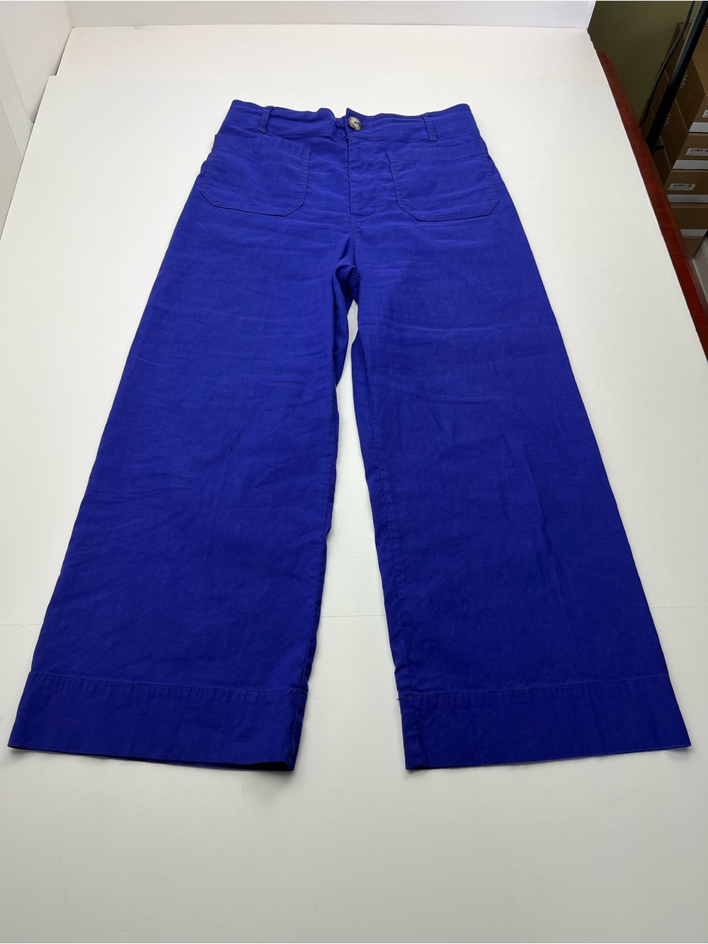 Maeve Wide-Leg Cropped Pants in Royal Blue